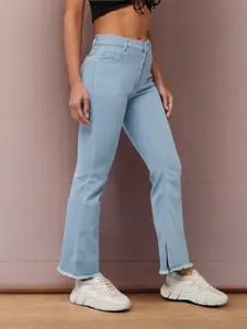 DOLCE CRUDO Women Bootcut High-Rise Heavy Fade Stretchable Jeans