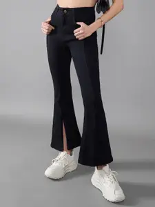 DOLCE CRUDO Women Slitted Bootcut High-Rise Stretchable Jeans