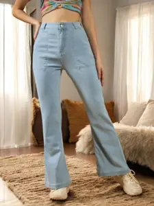 DOLCE CRUDO Women Ami Spark Bootcut High-Rise Stretchable Jeans