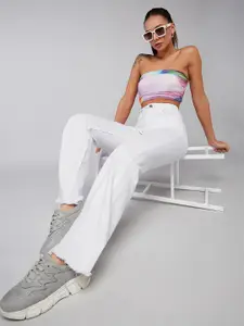 DOLCE CRUDO Women Cotton Bootcut High-Rise Stretchable Jeans