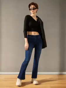 DOLCE CRUDO Women Bootcut Light Fade Stretchable Jeans