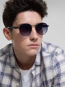 Snitch Men Round Sunglasses with UV Protected Lens SN0043