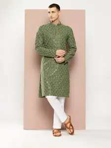 See Designs Embroidered Sequinned Kurta with Pyjamas