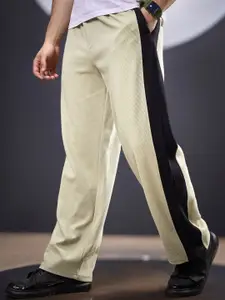 Maniac Men Colourblocked Cotton Relaxed-Fit Mid-Rise Track Pants