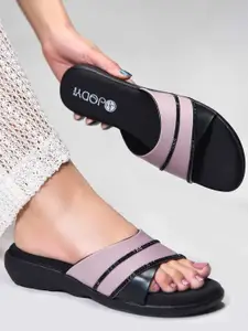 JodyHub Women Striped Open Toe Flats