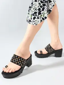 Carlton London Women Platform Heels Sandals With Western - Embellished