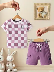 Toonyport Boys Checked Pure Cotton T-shirt With Shorts