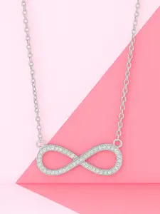 Zisthi 925 Sterling Silver Rhodium-Plated Endless Love Infinity Pendant Necklace