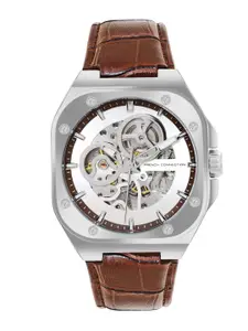 French Connection Men  Dial & Leather Bracelet Style Straps Mechanical Watch FCA14BRL
