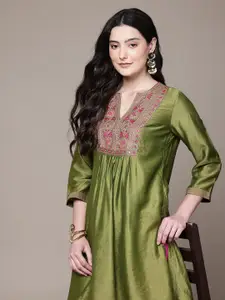 aarke Ritu Kumar Ethnic Motifs Embroidered Mirror Work Mirror Work Pleated Kurti