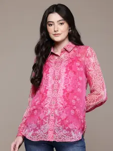 aarke Ritu Kumar Women Floral Semi Sheer Printed Casual Shirt
