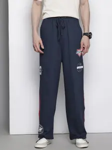 The Indian Garage Co Men Superhero Print Mid Rise Loose Fit Track Pants