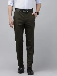 Park Avenue Men Self Design Textured Slim Fit Formal Trousers