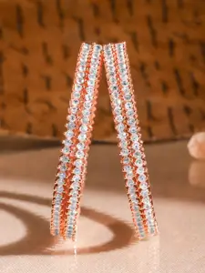 Rubans Set of 4 22K Rose Gold Plated Cubic Zirconia Stone Studded Classics Bangles