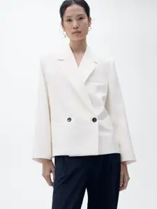 MANGO Double-Breasted Structured Shoulder Blazer