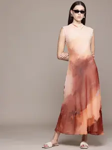 MANGO Printed Cowl Neck A-Line Maxi Dress