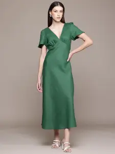 MANGO Flared Sleeve Empire Midi Dress