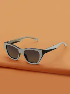 Carlton London White with Black Tone Polarised Lens Cat Eye Sunglass