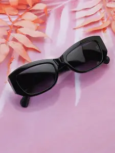 Carlton London Black Toned with Blue Polarised Lens Rectangle Sunglass