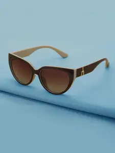 Carlton London Brown and Beige Toned with Polarised Lens Cat Eye Sunglass