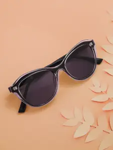 Carlton London Transparent with Black Toned Blue Polarised Lens Cat Eye Sunglass