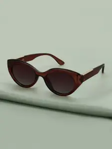 Carlton London Brown with Gold Toned and Brown Polarised Lens Cat Eye Sunglass