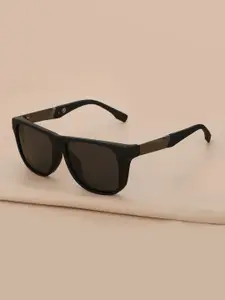 Carlton London Black with Metallic Toned and Black Polarised Lens Wayfarer Sunglass