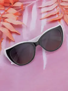 Carlton London White with Black Toned Polarised Lens Cat Eye Sunglass