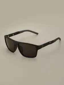 Carlton London Black Toned with Black Polarised Lens Rectangle Sunglass