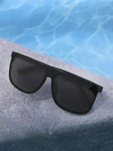 Carlton London Black with Metallic Toned and Black Polarised Lens Wayfarer Sunglass