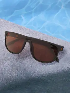 Carlton London Brown with Orange Toned Brown Polarised Lens Wayfarer Sunglass