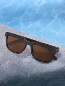 Carlton London Brown and Gold Toned with Brown Polarised Lens Wayfarer Sunglass