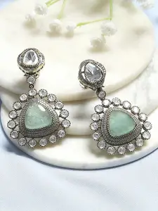 Biba Gold-Plated Artificial Stones Studded Contemporary Drop Earrings