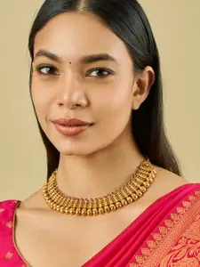 Kushal's Fashion Jewellery Gold-Plated Artificial Stones Studded Antique Necklace