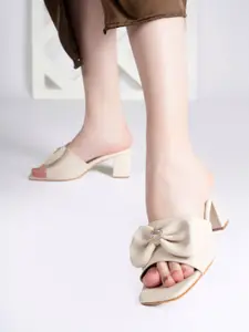 Lavie Embellished Textured Block Heel Sandals with Bows
