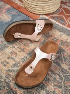 MOZAFIA Women Open Toe Flats with Buckles