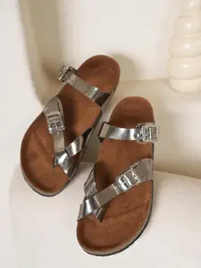 MOZAFIA Women One Toe Flats with Buckles