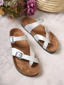 MOZAFIA Women Open Toe Flats with Buckles