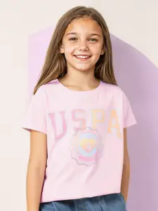 U.S. Polo Assn. Kids Girls Floral Printed Extended Sleeves T-shirt