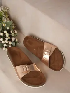 MOZAFIA Women Open Toe Flats with Buckles