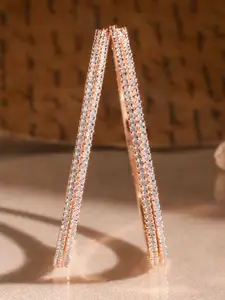 Rubans Set of 4  22K Rose Gold-Plated Sparkling White Cubic Zirconia Stones Premium Bangle