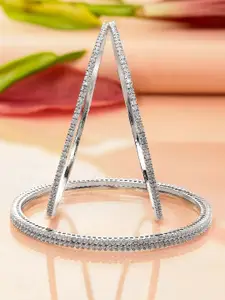 Rubans Set of 4 Rhodium-Plated Sparkling White Cubic Zirconia Stones Premium Bangle