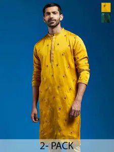 VASTRAMAY Pack of 2 Ethnic Motifs Embroidered Kurta