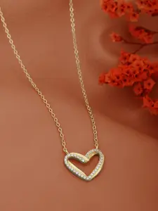 Carlton London 18kt Gold Plated CZ Heart Necklace