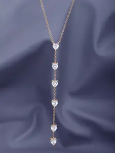 Carlton London 18kt Rose Gold Plated CZ Lariat Necklace