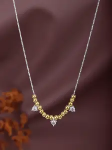 Carlton London Rhodium and 18kt Gold Plated CZ Heart Necklace