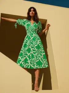 Pink Paprika by SASSAFRAS Women Printed Shirt Midi Dress