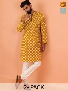 KISAH Pack of 2 Embroidered & Printed Kurtas