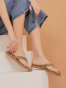 Shezone Women Woven Design Open Toe Flats