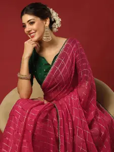 Satrani Woven Design Zari Pure Georgette Saree